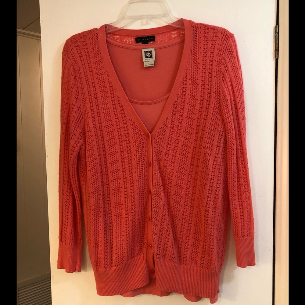 Pretty color sweater and matching tee, Sz L